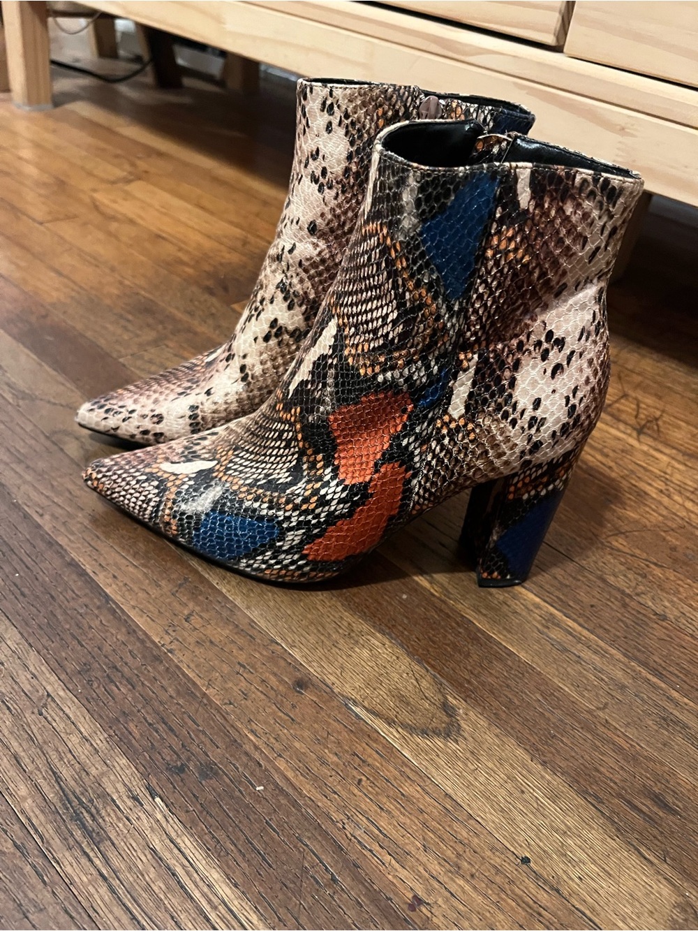 Women’s Snake-Print Pointed Ankle Boot